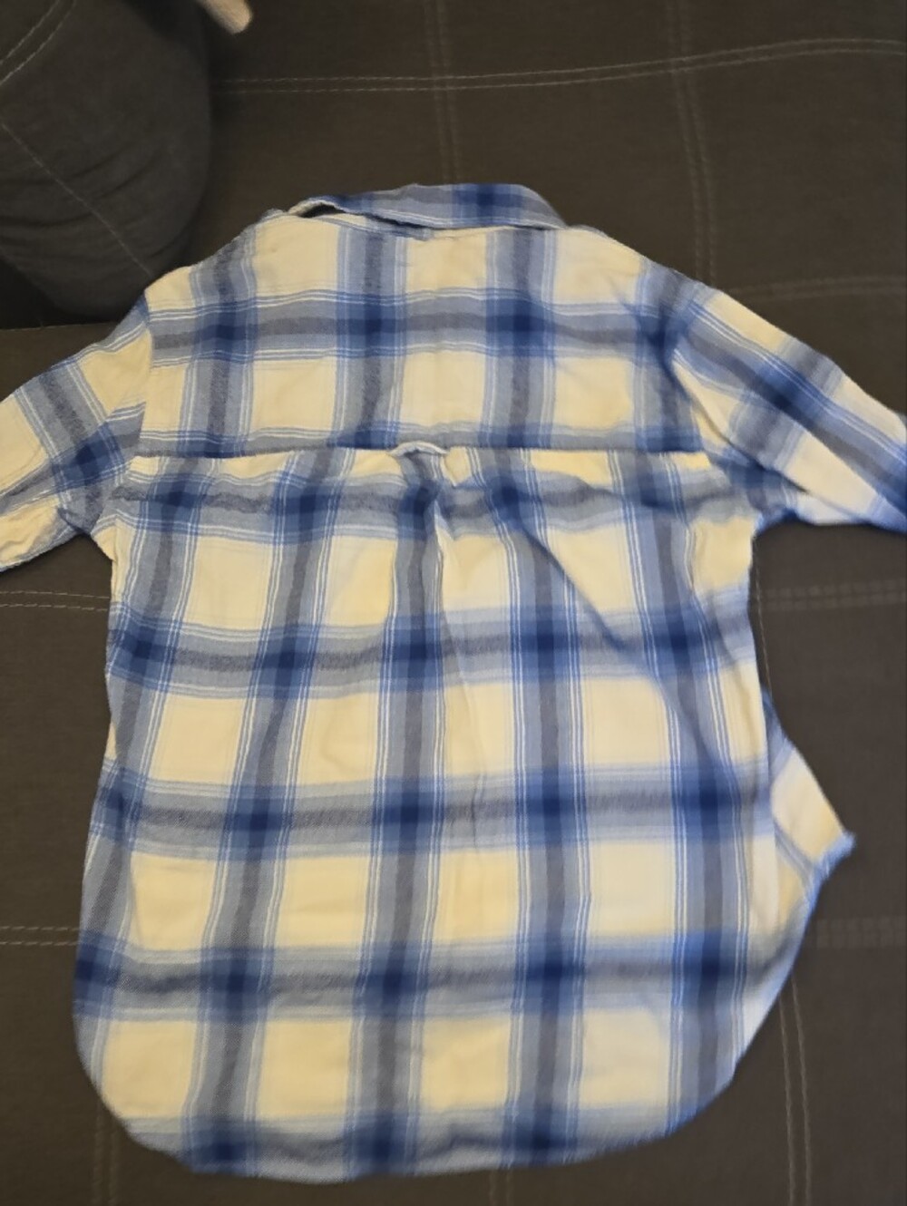 American Eagle Outfitters White and Blue Plaid Button-Down Shirt - Picture 3 of 4